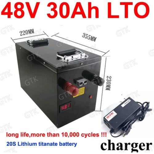 Waterproof LTO 48V 30AH Lithium titanate battery BMS 20S 2.4V LTO battery for Solar system bike scooter bicycle +5A charge