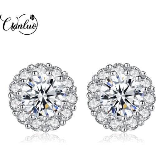 WANLUO Brand Tiny Cubic Zirconia Flower Cute Stud Earrings 925 Silver Engagement Jewelry for Bride Women Earrings for Party Gift