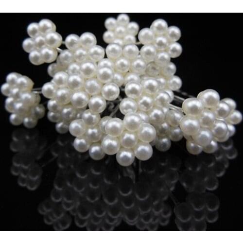 200 Pcs Elegant White Flower Pearls Bridal Wedding Prom Women Hair Pins Hair Clip Hair Accessory