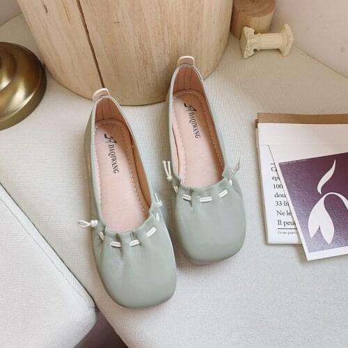 Popular Style High Quality Sweet Elegant Solid Color Spring And Autumn Fashion Round Head Light Casual Flat Shoes Women W33-19