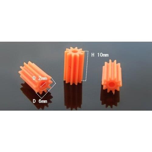 10X (lengthen) orange/white spindle straight gear,102A 0.5 modulus 0.5M 10T 2MM diameter,DIY car model motor gear accessories