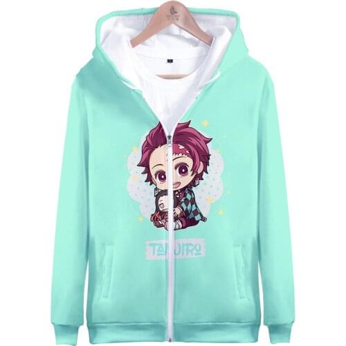 2020 Cute Demon Slayer Men/Women Zipper Hoodies 3D Print Fashion Sweatshirt Long Sleeve Coat Plus Size Zipper Hooded Pullover