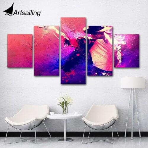 5 Panels Michael Jackson Singer Pop music Canvas Painting Print Painting On Canvas Wall Art modular pictures Home Decor