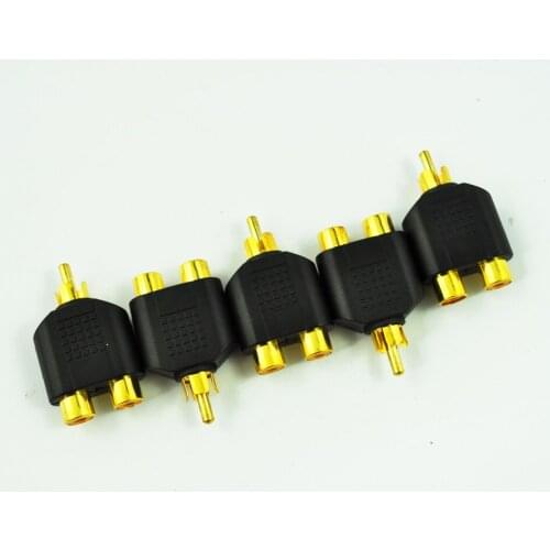 Hot 5 pcs RCA AV Audio Y Splitter Plug Adapter 1 Male to 2 Female