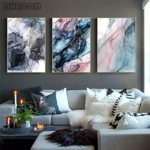 Colorful Ink Abstract Wall Art Canvas Poster and Print Modern Artwork Picture Painting Scandinavian Nordic Home Room Decoration