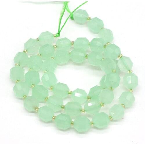 New Natural Stone Green Chalcedony Beaded Exquisite Olive Shape Faceted Energy Column Beads For DIY Jewelry Making Bracelet 8mm