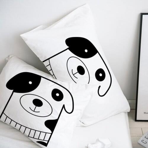 Custom Pillow Case Pillowcase 50x70 50x75 50x80 70x70 Decorative Pillow Cover White Black Dog Cartoon Bedding Drop Shipping