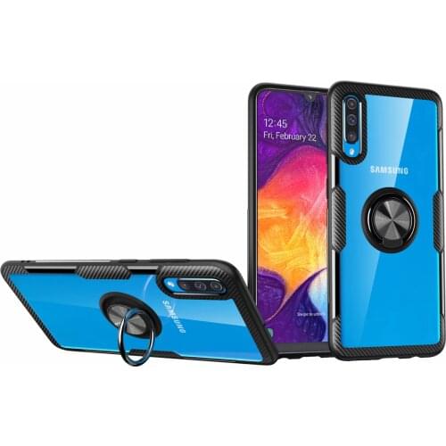 For Samsung Galaxy A50 A70 A30 Case Hard With Ring Stand Magnet Transparent Protective Back Cover case for samsung A10 A20