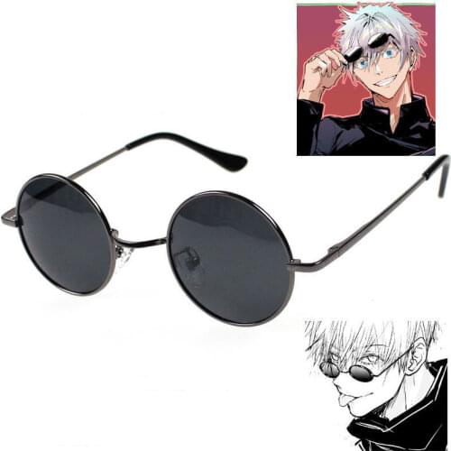 Anime Jujutsu Kaisen Cosplay Gojo Satoru Glasses Eyewear Steampunk Black Glasses Halloween Costume Accessories Props Men Women