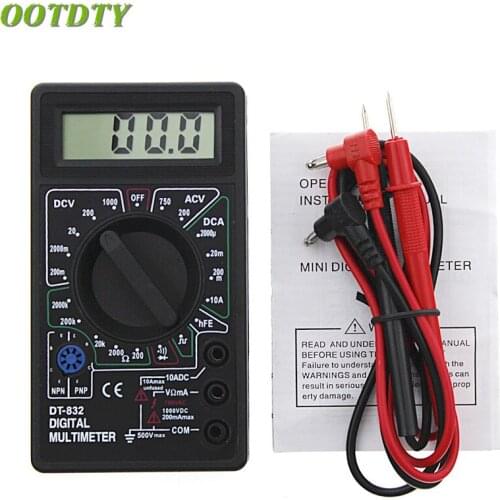 OOTDTY Professional DT832 Mini A Digital Multimeter LCD DC AC Voltmeter Ammeter Ohm Tester Digital Multimeter
