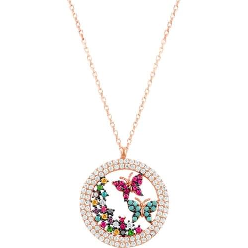 For women 925 Sterling Silver Colorful Butterfly Necklace Elegant Design Quality Product Pure Silver Elegant Jewelry Accessory 2021 Trend Style fashion