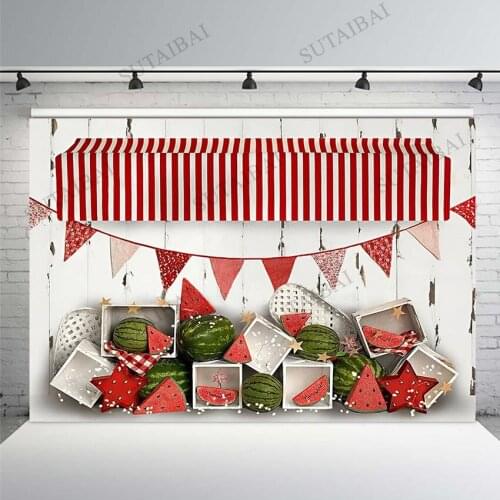 Summer Watermelon Birthday Backdrop for Photography Children Portrait White Wood Board Background Photo Studio Photocall Booth