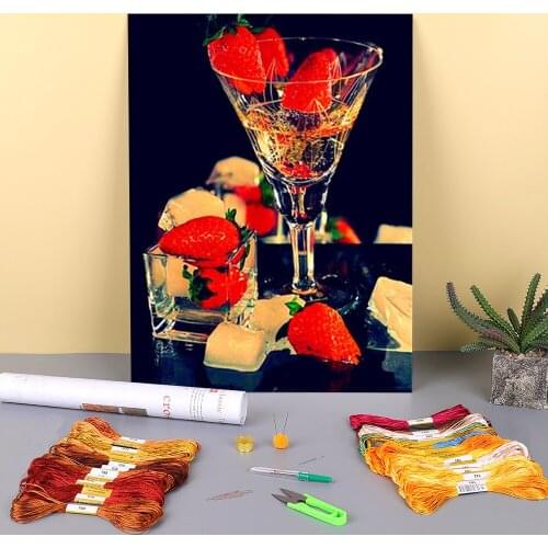 Fruit Grape Pre-Printed 11CT Cross Stitch Embroidery Kit DMC Threads Knitting Hobby Painting Handicraft Package Gift