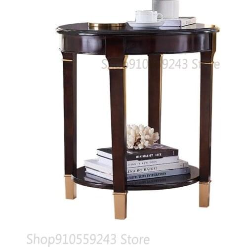 Customized American Light Luxury Solid Wood Side Table Modern Simple Round Table Small Household Round Table Small Apartment Sof