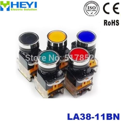 Self-motion Reset Push button switch 22mm 1NO 1NC LA38-11BN