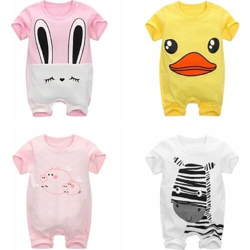 100% Cotton Baby Girl Romper Summer Short Sleeved Cartoon Printed Jumpsuit Newborn Baby Boys Clothes For Baby Clothing