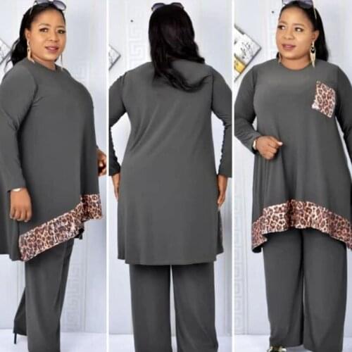 2 Piece Set Women Africa Clothes African New Dashiki Fashion Two Piece Suit Top And Pants Super Elastic Party Plus Size For Lady