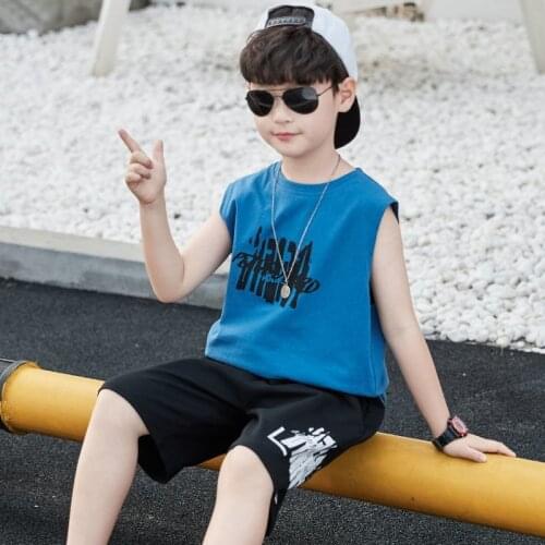 Boy Suits Kid Clothing Sets Boys Sleeveless Tshirt Tops Suit Summer Childrens Korean Handsome Casual Vest and Shorts