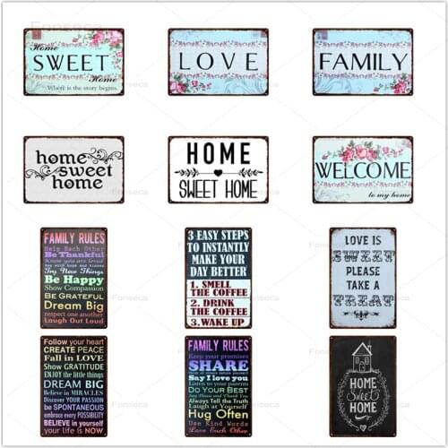 Colourful Family Rules Iron Painting For Bedroom Believe In Yourself Metal Signs Home Decoration Wall Art Tin Poster 20x30cm