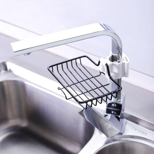 Kitchen Supplies Iron Sink Hanging Punch Faucet Storage Bathroom Hollow Out Shelves Kitchen Drain Storage Rack Organizer