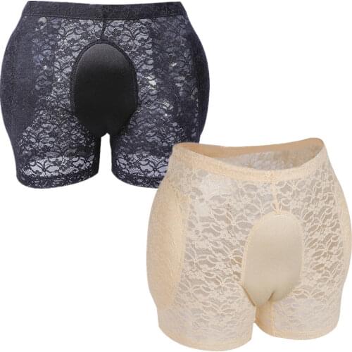 YUFEIDA Hiding Gaff Padded Panty Shaping Pants Mens Underwear for Crossdresser Transgender Sexy Lace Boxer Briefs Gay Underpants