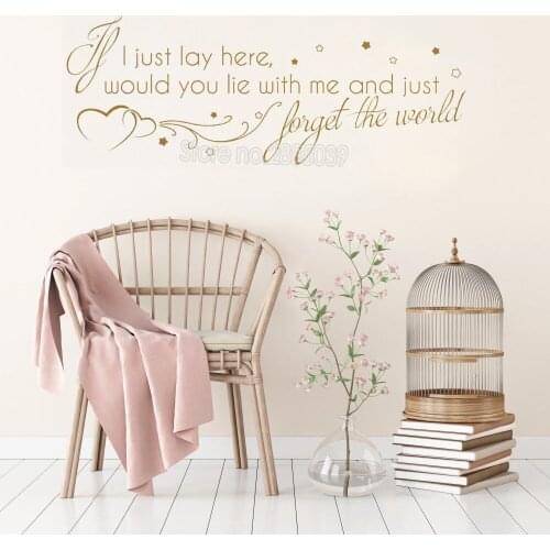 If I Lay Here Wall Sticker Quote Art Fancy Calligraphy Font Text Decal Teen Bedroom Wall Mural Removable Monochrome Poster LC239
