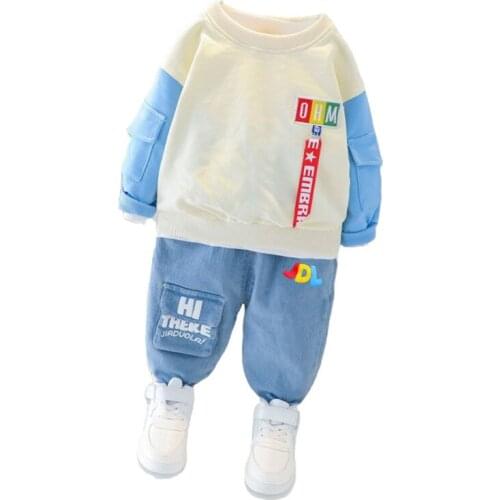 New Spring Autumn Baby Boys Girls Clothes Children Cotton Casual T-Shirt Jeans 2Pcs/sets Toddler Fashion Costume Kids Tracksuits
