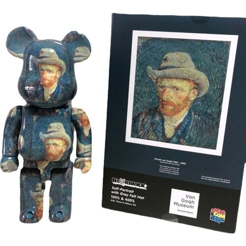 New Sell Bearbricklys 400% 28cm Van Go Colorful Beads Pvc Action Figures Blocks Bear Doll Decoration Models Toys Christmas Gifts