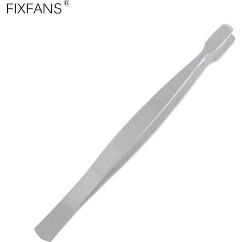 FIXFANS 112mm Stainless Steel Precision Flat Tweezers, Stamp Tweezers Philately Stamps Collector Hand Tools