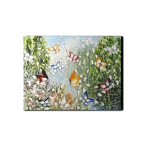 Hand Painted Modern Animal Wall Art butterfly Canvas Oil Painting Wall Decor Animal canvas art Wall Pictures for Living room