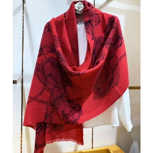 2020 New Brand Designer Long Scarf Super Soft Flower Cashmere Feel Winter Wool Scarfs Wraps 190cm