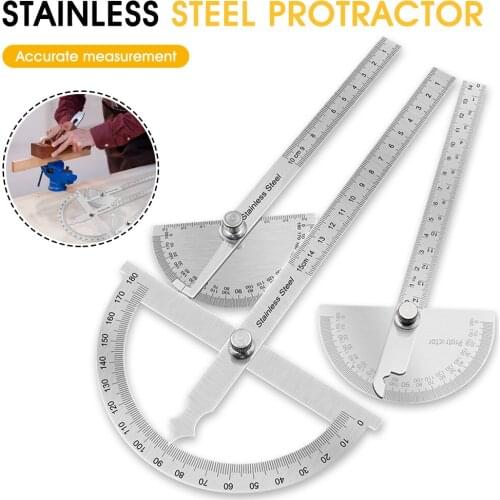 180 Degree Protractor Metal Angle Finder Goniometer Angle Ruler Stainless Steel Woodworking Tools Rotary Measuring Ruler 10/15cm