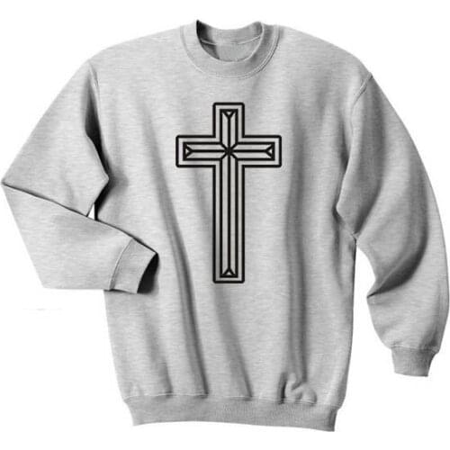 Faith cross graphic Christian Long sleeve Sweatshirt religion unisex spring autumn new outfit street style believer art pullover