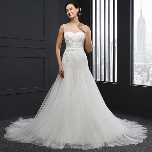 SL-031 wedding dress 2020 boho beaded sequin tulle satin simple Vintage gothic sexy appliques Elegant winyi long bridal dress