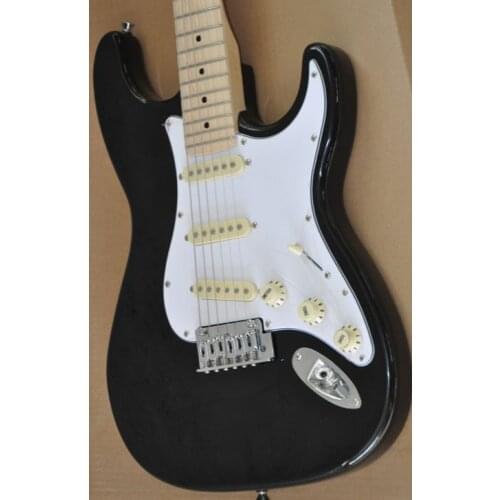 High quality st electric guitar, black solid slit electric guitar, free transportation