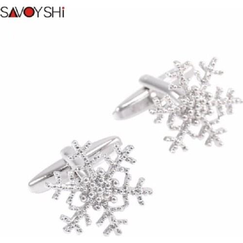 SAVOYSHI Snowflake Modeling Cufflinks for Mens High Quality Cuff bottons Brand Novelty Cuff links Christmas Gift Jewelry