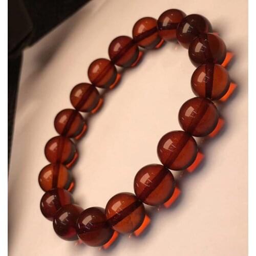 Natural Blood Red Amber Bracelet Women Stretch Crystal Stretch 10.5mm Round Beads Fashion Bracelet Jewelry AAAAA