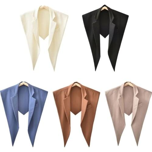 Women Triangle Scarf Shawl Office Lady Lapel Solid Color Fake Collar Necklace