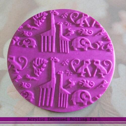 1 Piece Animal Pattern Acrylic Fondant Roller Kitchen Accessories Baking Tools For Cakes Textured Rolling Pin