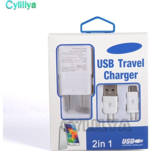 100sets 2 in 1 Charger Kits USB 2.0 EU/US Plug Wall Charger Adapter For Samsung S4 S3 S5 S6 Smart phone