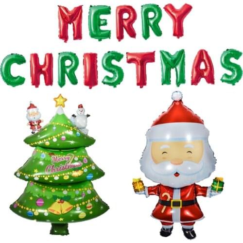 16 inch Red Green FELIZ NAVIDAD Merry Christmas Spanish Letter Foil Air Balloons 2022 New Year Christmas Decoration