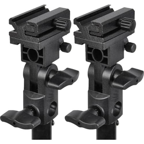 2pcs Adjustable Hot Shoe Mount B Umbrella Holder Photo Swivel Flash Bracket Camera Flashlight Clip