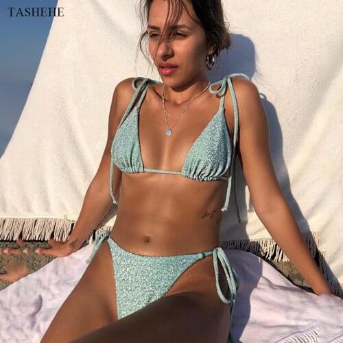 2021 Micro Solid Bikini Women Swimsuit Push Up Swimwear Wrap Bikini Set Bandage Halter Bathing Suit Swimming Suit Female