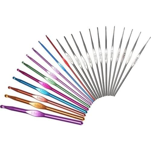 22 Pcs Metal Handle Crochet Needles Stainless Steel Crochet Hooks 2-8mm Crochet for Knitting Needles Weave Sewing Needles Tools
