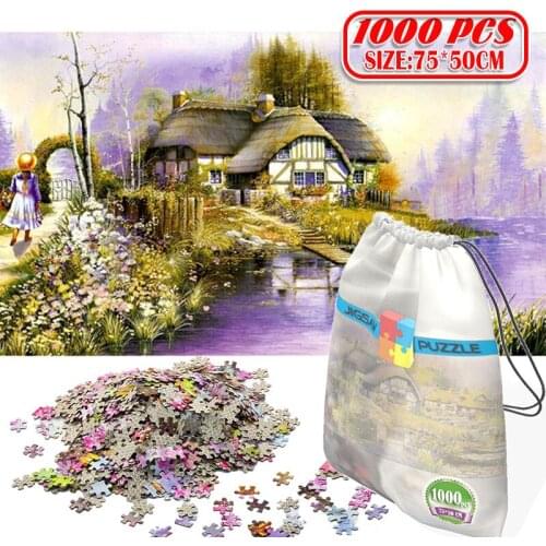 3D Paper Jigsaw Puzzle 1000 pieces wooden toys puzzles for adults Educational Toys Decoration Stickers Thatched Girl