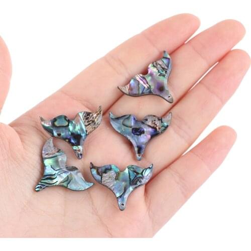 5PCS Natural Abalone Shell Fish Tail Pendants Charms Mother of Pearl Shell for DIY Jewelry Making Fishtail Seashell Gift 2.5x2cm