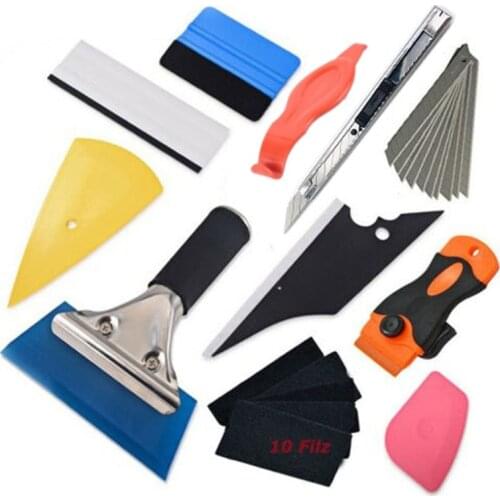 Car Accessories Carbon Fiber Stickers Vinyl Wrapping Tools Set Window Tint Wash Squeegee Covering Film PPF Scraper Cutter