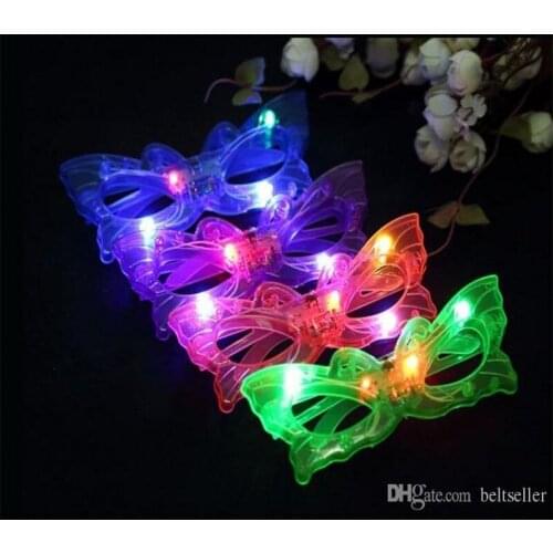 Butterfly LED Flashing Glasses Light Up Rave Toys For Halloween Masquerade Mask Dress Up Christmas Party Decoration Supplies
