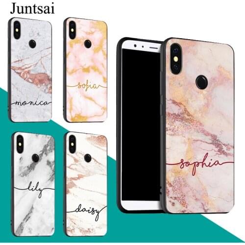 Personalised Marble initials Name Case For Redmi Note 9 Pro 9S 8T 8 Pro 9A 9C For Mi 9 9T Note 10 Lite For POCO X3 Couqe