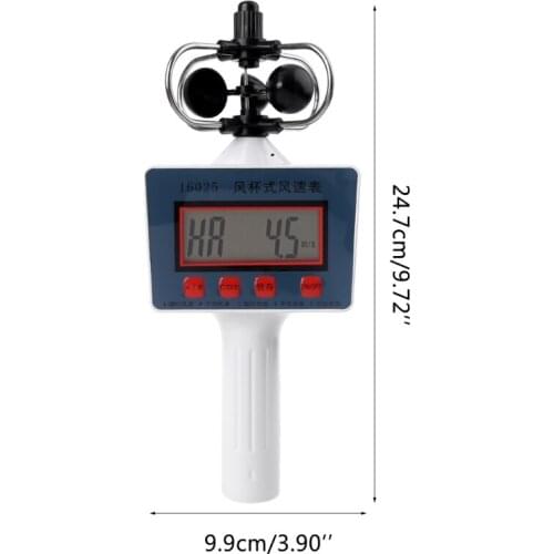 Digital Cup Style Anemometer Wind Speed Gauge Average Instantaneous Wind Speed X7XD